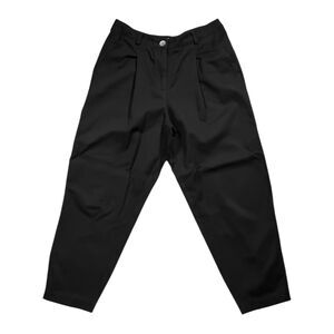 Zara Pants Black High Waisted Pleated Cotton Stretch Tapered Trousers Size M